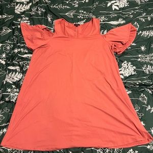 A.U.W 2X Pink Off The Shoulder Mid Length Dress